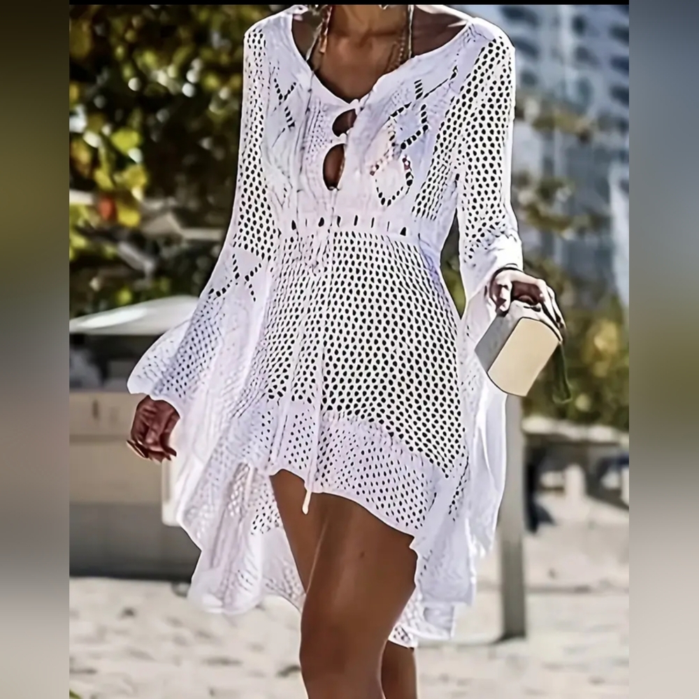 Swimwear Coverup M L Crochet Swim suit  Vacay Outfit Swimming Suit Cover Up - Picture 2 of 11